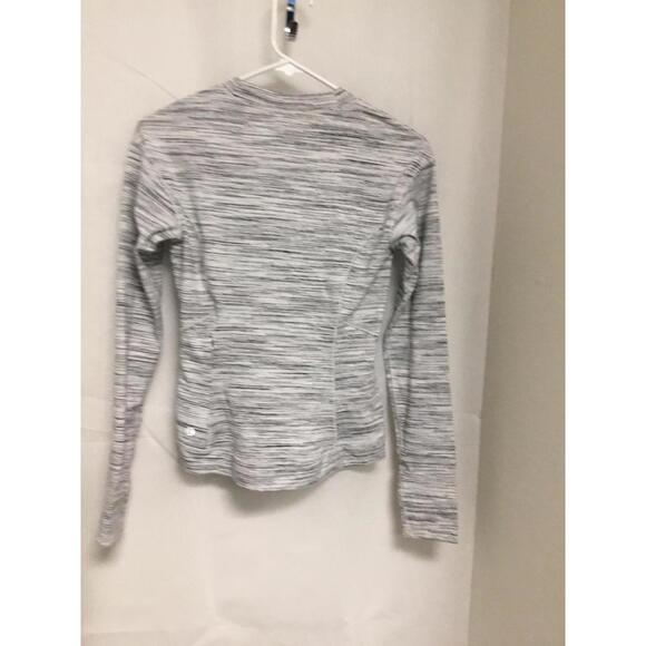 [174]Lululemon Shirt Women XS Gray Striped Long Sleeve Wrap Hem Athletic Running - Picture 5 of 5
